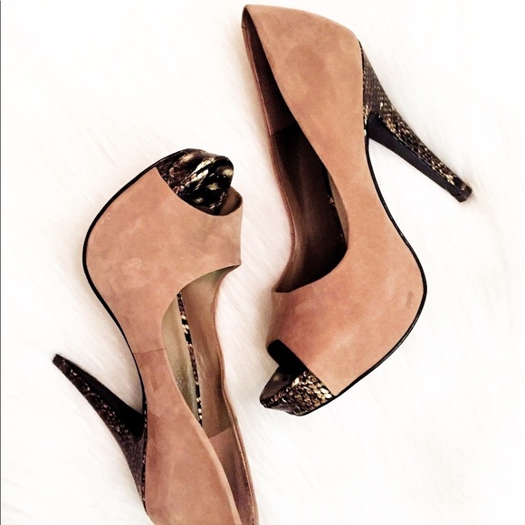 Jessica Simpson Shoes - Jessica Simpson "Amanda X" Suede Peep Toe Pumps
